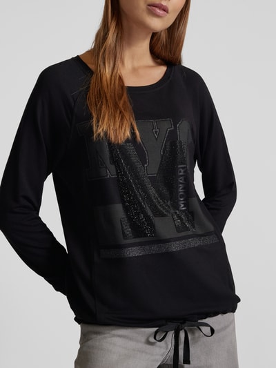 monari Sweatshirt mit Strasssteinbesatz Black 3