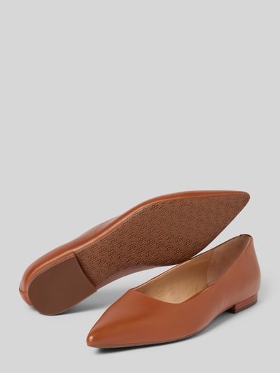 Lauren Ralph Lauren Ballerina's met blokhak, model 'LONDYN' Cognac - 3