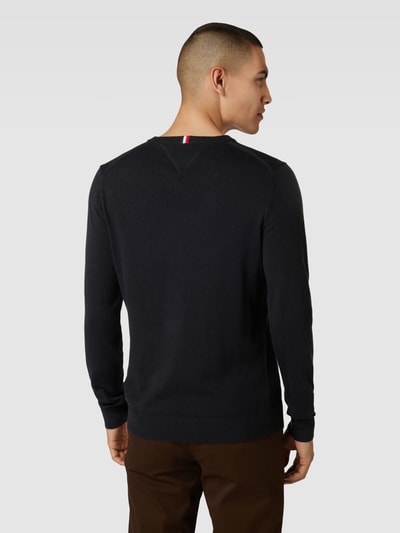 Tommy Hilfiger Strickpullover mit V-Ausschnitt Modell 'PIMA' Black 5