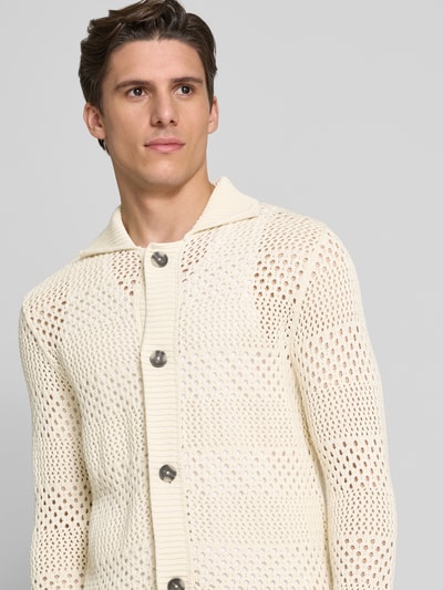 Lindbergh Cardigan mit Lochmuster Modell 'Crochet' Offwhite 3