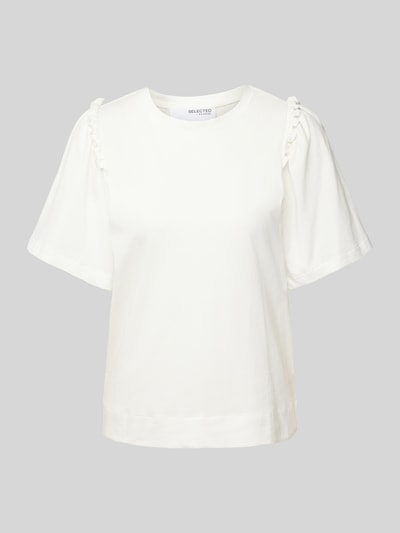 Selected Femme T-shirt in effen design, model 'PENELOPE' Wit - 2