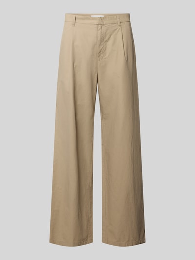 Produktfoto, Hose aus Bio-Baumwoll-Leinen-Mix Modell 'VALENTIN' von Samsøe Samsøe in Beige, Regular-Fit, Eingrifftaschen, glatte Struktur, Herren, Bundweite bei Größe 50: 45 cm, Innenbeinlänge bei Größe 50: 82 cm.
