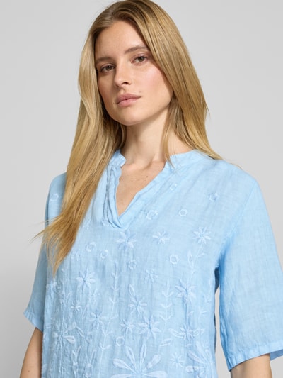 ZABAIONE Loose Fit Blusenshirt aus reinem Leinen Blau Melange 3