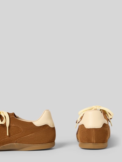 Productfoto, Sneaker uit leer met label-detail model 'Sperly' van Gant, bruin met beige, afgeronde vorm, gestructureerde zool, voor dames