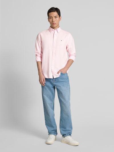 Tommy Hilfiger Regular Fit Freizeithemd aus Baumwoll-Leinen-Mix Rosa 1