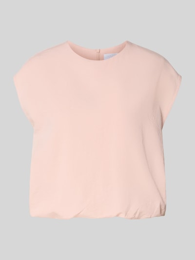 Produktfoto, Bluse mit Rundhalsausschnitt und Kappärmeln von Jake*s Collection in zartem Rosa, gerader Schnitt, glatte Textur, Rückenlänge 50 cm