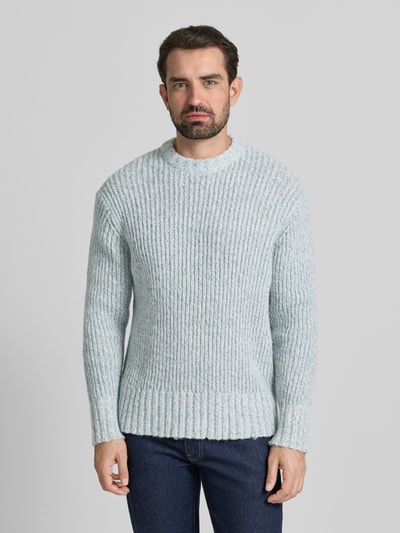 SELECTED HOMME Relaxed fit wollen pullover met extra brede schouders, model 'CHICAGO' Lichtblauw - 4