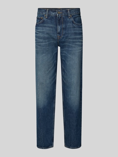 Produktfoto, Straight Fit Jeans aus reiner Baumwolle Modell 'DOVER' von Tommy Hilfiger, denim, 5 kieszeni, proste nogawki, niebieski odcień, łatka z logo