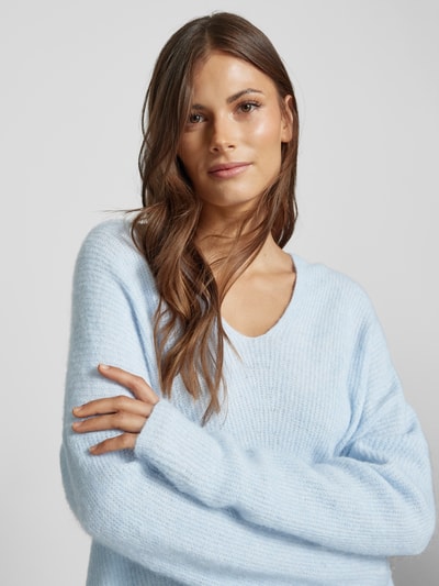 MOS MOSH Oversized Strickpullover mit Label-Applikation Modell 'THORA' Hellblau 3