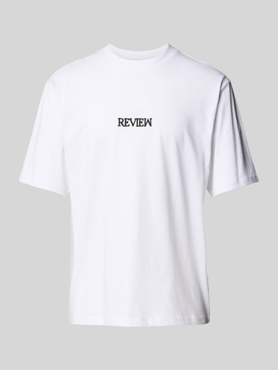 REVIEW T-shirt z wyhaftowanym logo Biały 2