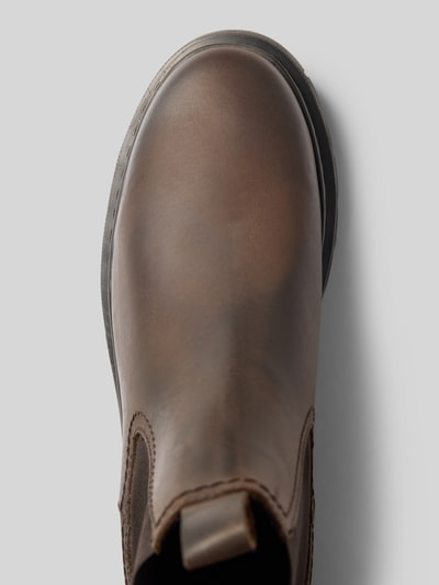Productfoto, bruine chelsea boots van rundleer, gladde textuur, Dames chelsea boots van Tamaris