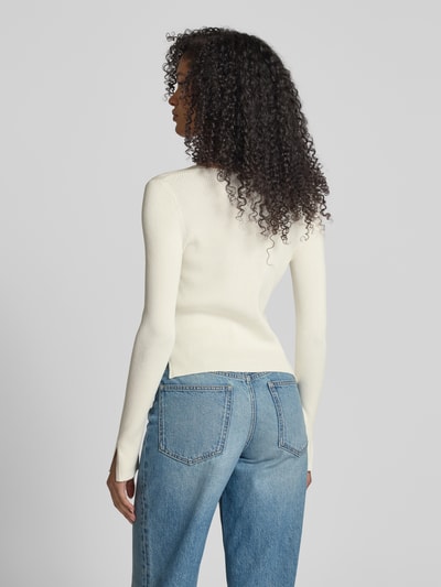 Tom Tailor Denim Kardigan o kroju slim fit z prążkowaną fakturą Złamany biały 5