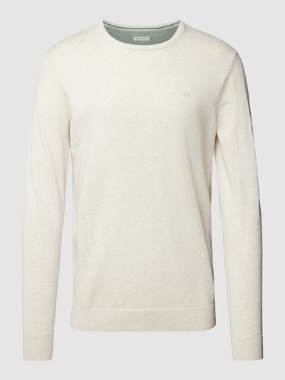 Tom Tailor Gebreide pullover met labelstitching, model 'BASIC' Offwhite - 2