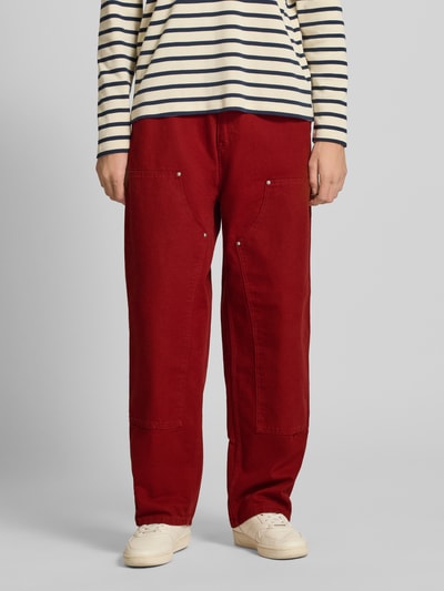 Carhartt Work In Progress Straight Jeans Hose mit Ziernähten Rot 4