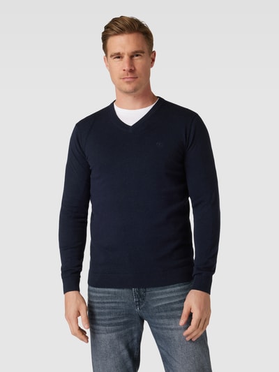 Tom Tailor Gebreide pullover met V-hals Donkerblauw - 4