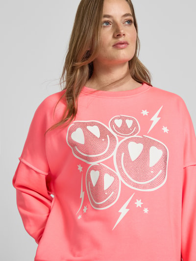miss goodlife Oversized sweatshirt van katoenmix Neon roze - 3