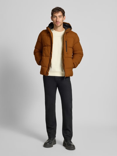 Tom Tailor Denim Gewatteerd regular fit jack met capuchon Camel - 1