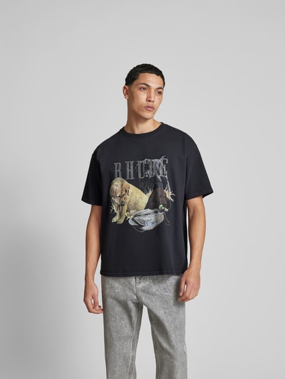 RHUDE T-Shirt mit Strasssteinbesatz Anthrazit 4