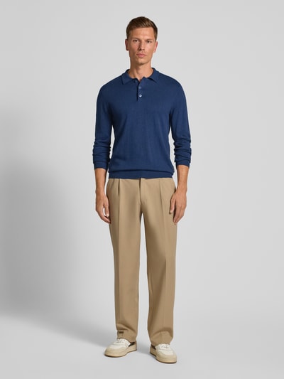 Casual Friday Gebreide pullover met kasjmier en polokraag, model 'FRODE' Blauw - 1