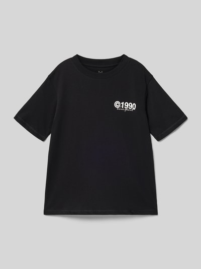 Produktfoto, Kinder T-Shirt aus Baumwolle von JACK & JONES, gerade geschnitten, Rundhalsausschnitt, kurzärmelig, Rückenlänge 55 cm bei Größe 140