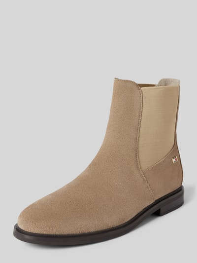 Tommy Hilfiger Chelsea boots van leer met labelapplicatie, model 'FLAG SUEDE' Beige - 1