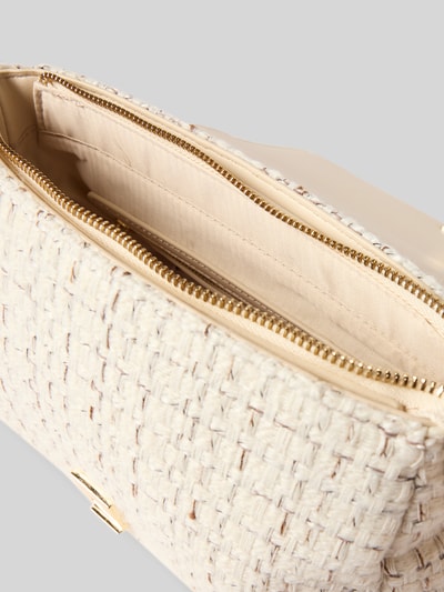 VALENTINO BAGS Torba na ramię z aplikacją z logo model ‘Tweed’ Écru 4