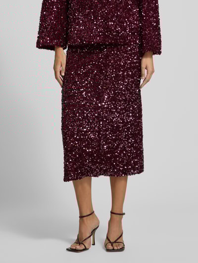 Vila Spódnica midi z wysokim stanem i cekinami model ‘FAITH’ Śliwkowy 4