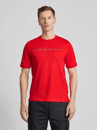 bugatti T-shirt z nadrukiem z logo Czerwony 4