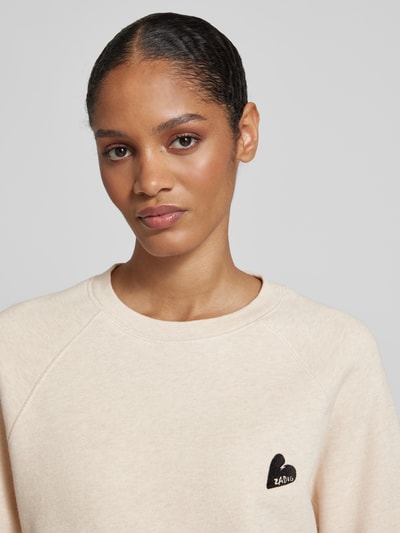 Zadig & Voltaire Sweatshirt met raglanmouwen, model 'UPPER MO HEART ZADIG' Beige - 3