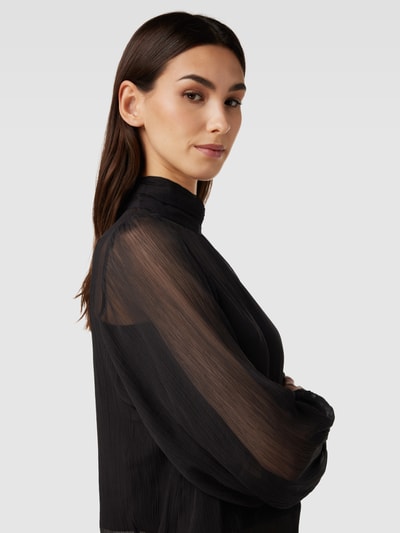 Vero Moda Semi-transparant blouseshirt met opstaande kraag, model 'RHEA' Zwart - 3