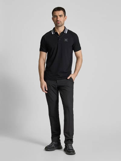 BOSS Green Regular fit poloshirt met labelbadge, model 'Paddy' Zwart - 1