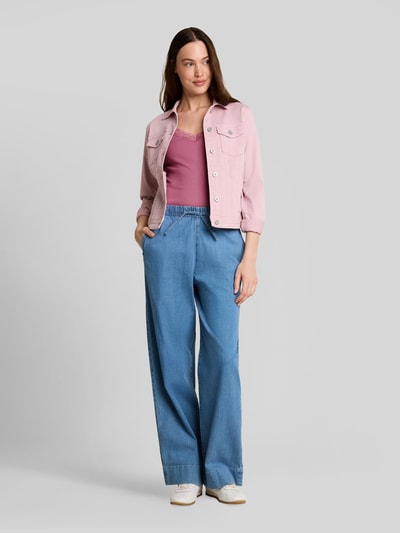 Tom Tailor Denim slim fit top van katoenmix Mauve - 1