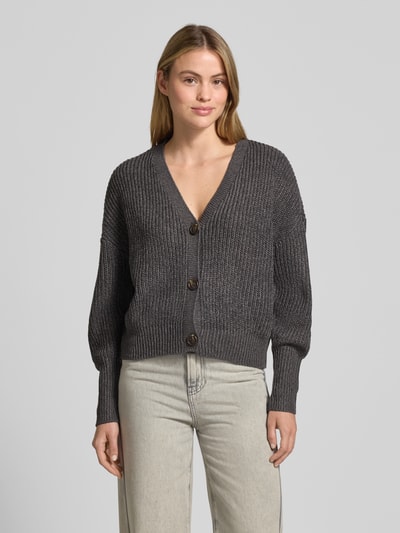 Vero Moda Loose fit gebreid jack met sierknopen, model 'LEA' Antraciet - 4