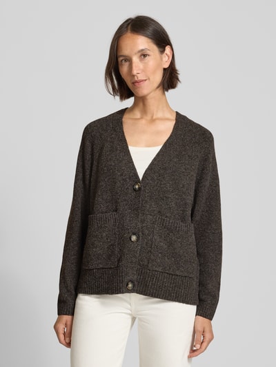 Vero Moda Comfort fit gebreid jack met V-hals, model 'BOOM' Middengrijs gemêleerd - 4