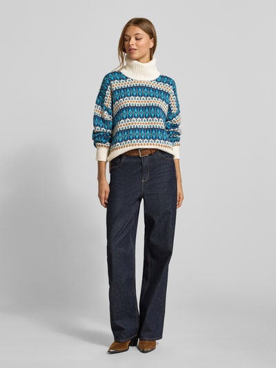 Liu Jo White Rollkragenpullover mit Alpaka-Anteil Bleu 1