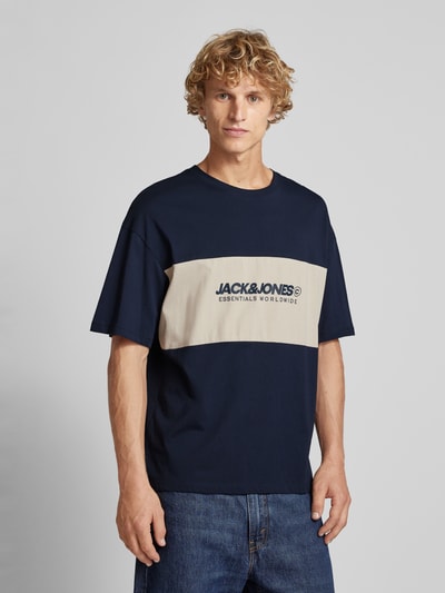 Jack & Jones T-shirt z nadrukiem z logo model ‘LEGACY’ Ciemnoniebieski 4