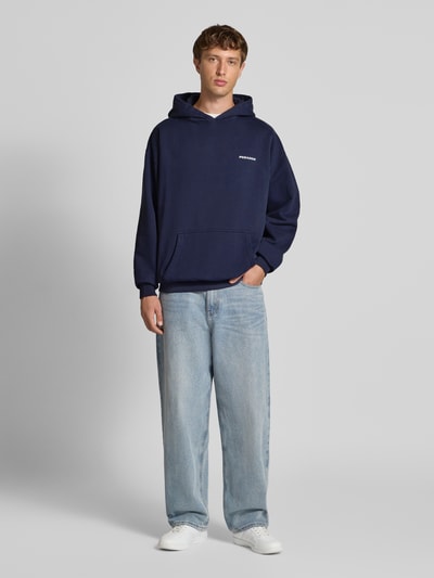 Pegador Oversized hoodie met logostitching en kangoeroezak Marineblauw - 1