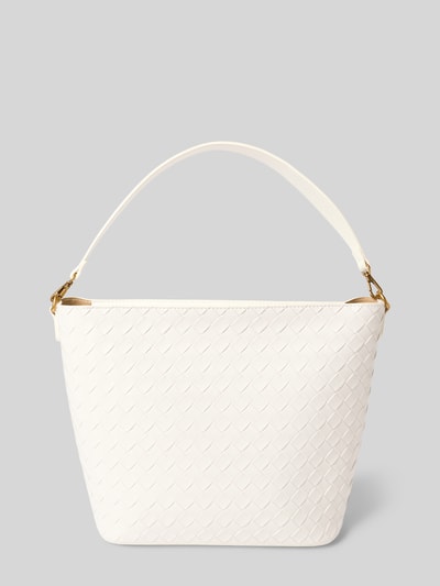 Seidenfelt Handtas in gevlochten look, model 'KINNA HOBO' Wit - 4