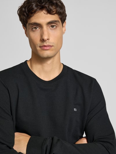 Christian Berg Men Pullover met labelpatch Zwart - 3