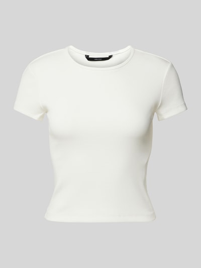 Vero Moda T-shirt o kroju regular fit z prążkowaniem model ‘CHLOE’ Biały 2