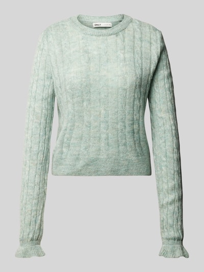 Only Regular fit gebreide pullover met ronde hals, model 'TIA' Rietgroen - 1