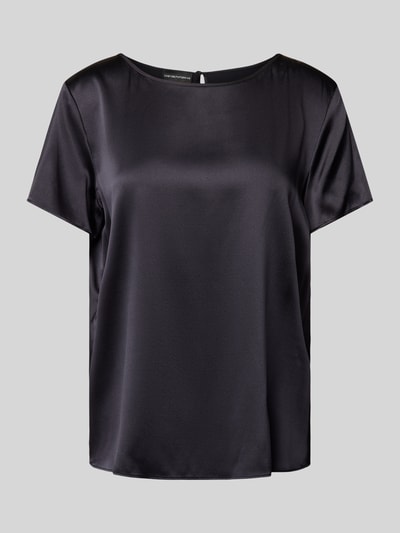 Emporio Armani Seidenblusenshirt mit Rundhalsausschnitt Marine 1