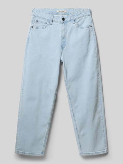 Produktfoto, jasnoniebieska Straight Fit Jeans mit Logo-Patch von Garcia z elastycznej mieszanki bawełny, 5 kieszeni, szerokość w rozmiarze 140: 34 cm, długość nogawki wewnętrznej: 60 cm