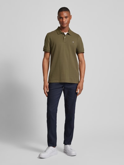 Gant Regular fit poloshirt met labelstitching, model 'SHIELD' Olijfgroen - 1