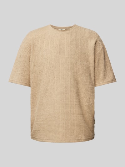 Redefined Rebel T-Shirt mit Strukturmuster Modell 'Tony' Beige 2