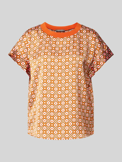 Christian Berg Woman Selection Blusenshirt mit geripptem Rundhalsausschnitt Orange 2