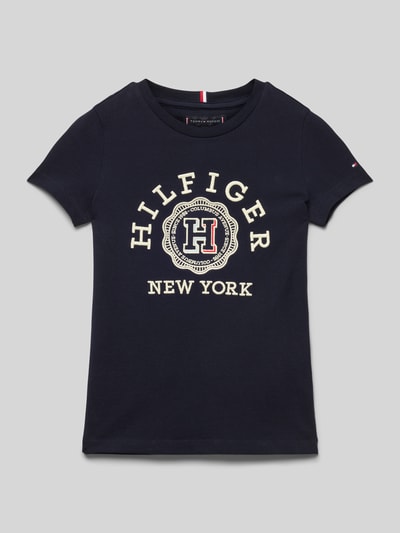 Tommy Hilfiger Teens T-shirt o kroju regular fit z wyhaftowanym logo Granatowy 1