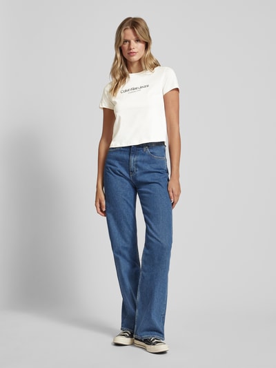 Calvin Klein Jeans T-Shirt mit Label-Print Ecru 1