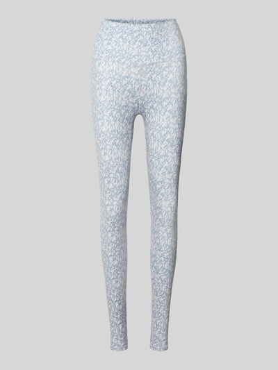 Produktfoto, Slim Fit Leggins mit breitem Bund Modell 'Freesoft' von VARLEY, elastischer Material-Mix, blaugraues Muster, glatte Oberfläche.