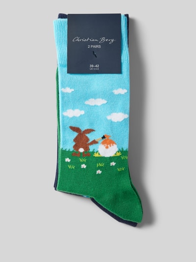 Christian Berg Men Socken mit Motiv-Print im 2er-Pack Aqua 3